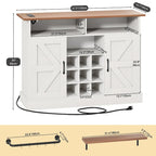 Moasis 47Farmhouse Coffee Bar Cabinet with Floating Shelf - 15.75D x 47.24W x 33.86H