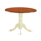 East West Furniture 3 Piece Dining Table Set Contains a Round Dining Room Table and 2 Wooden Seat Chairs, Buttermilk & Cherry