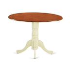 East West Furniture 3 Piece Dining Table Set Contains a Round Dining Room Table and 2 Wooden Seat Chairs, Buttermilk & Cherry