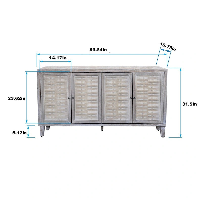 Accent Cabinet 4 Door Wooden Cabinet Sideboard Buffet Server Cabinet