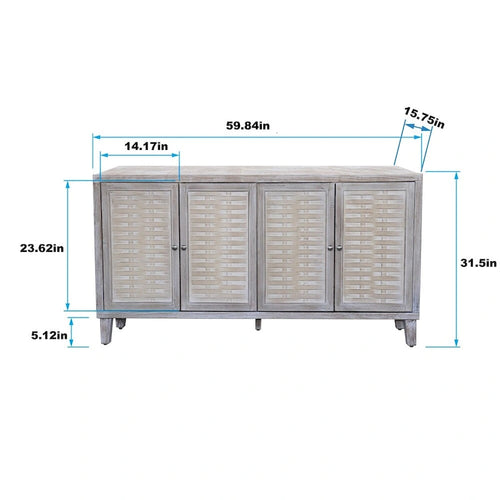 Accent Cabinet 4 Door Wooden Cabinet Sideboard Buffet Server Cabinet