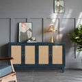 Roomfitters Handcrafted Premium Grain Panels,Rattan Sideboard Buffet Cabinet, Accent Storage Cabinet, Navy Blue - N/A