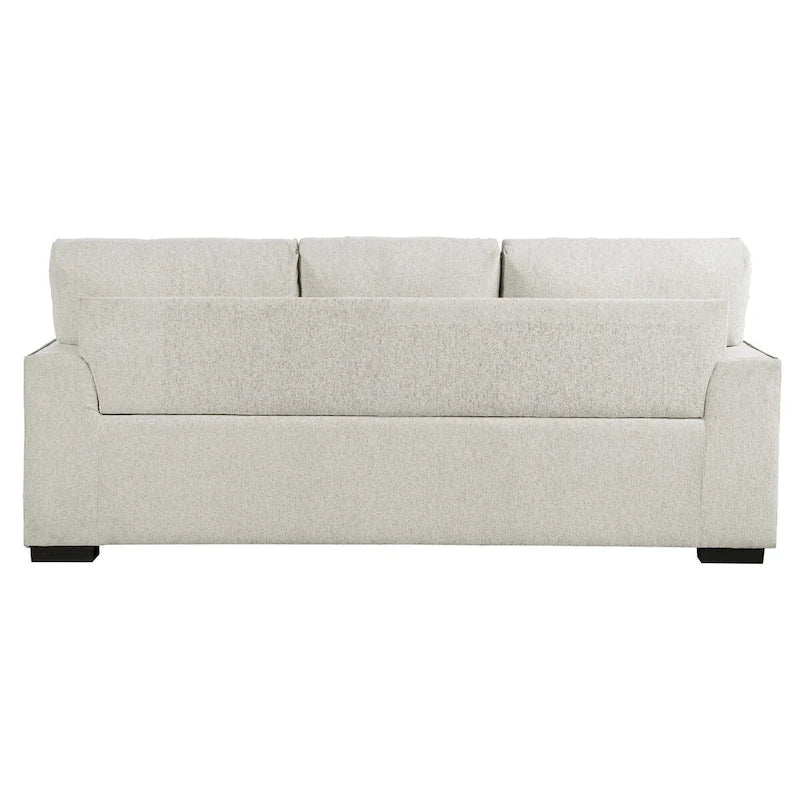 Meil 84 Inch Sofa, Beige Chenille, Nailhead Trim, Foam Cushions, Solid Wood