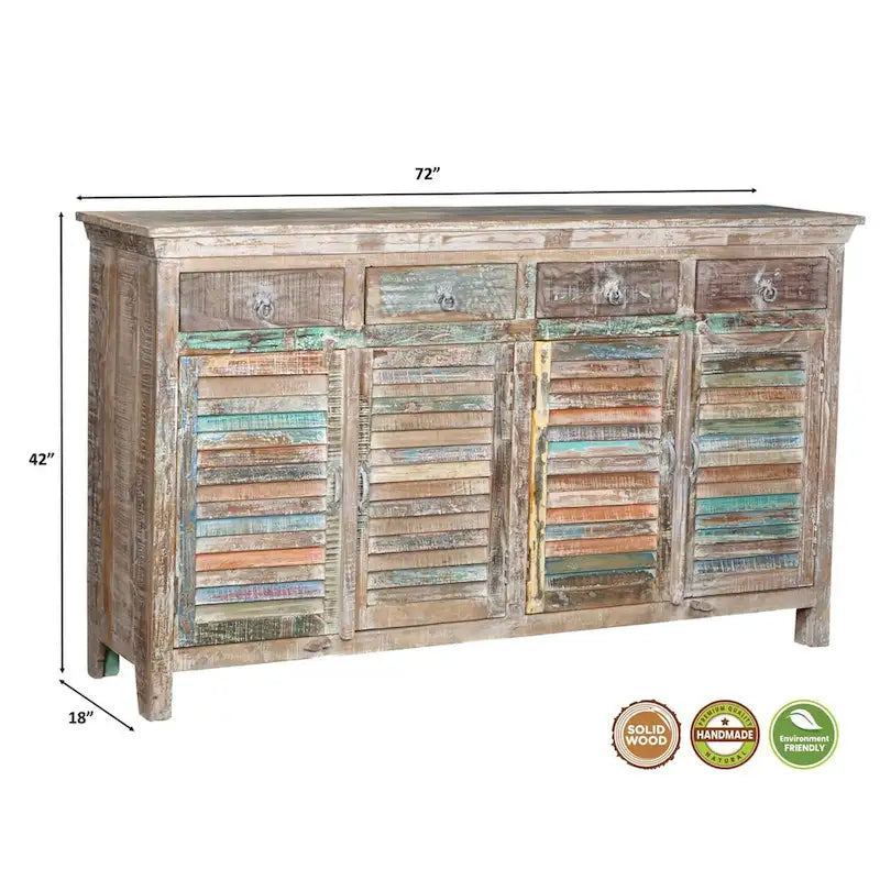 Lexington 4-Drawer 4-Door Shutter Sideboard, Vintage White