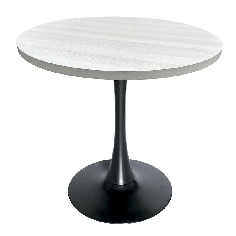 Bristol 36 Round Dining Table for 4 with MDF Top and Sleek Black Iron Base for Kitchen & Dining Room