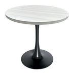 Bristol 36 Round Dining Table for 4 with MDF Top and Sleek Black Iron Base for Kitchen & Dining Room