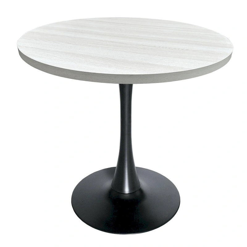 Bristol 36 Round Dining Table for 4 with MDF Top and Sleek Black Iron Base for Kitchen & Dining Room