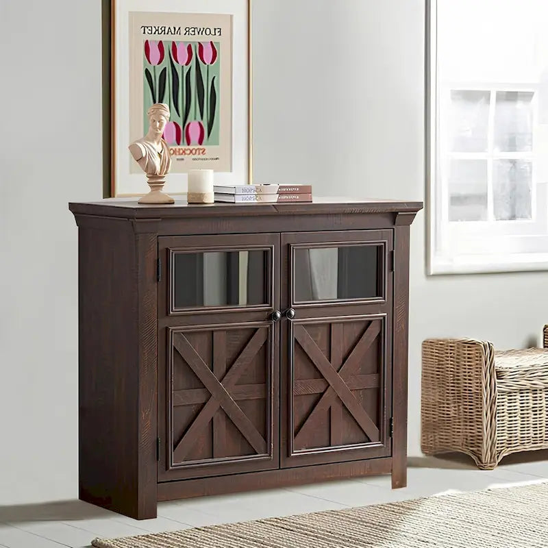 Roomfitters 2 Doors Cabinet Large Buffet Sideboard Cabinet, Bar Wine Cabinet, Coffee Bar Wine Bar Storage Cabinet