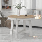 Farmhouse Round Extendable Dining Table with 16 Leaf Wood Kitchen Table