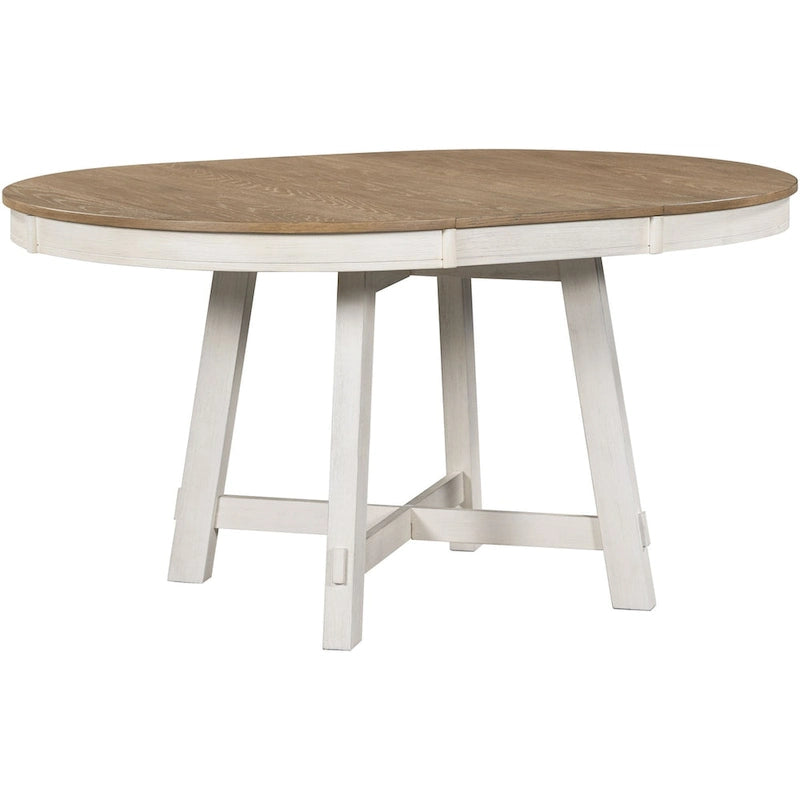 Farmhouse Round Extendable Dining Table with 16 Leaf Wood Kitchen Table