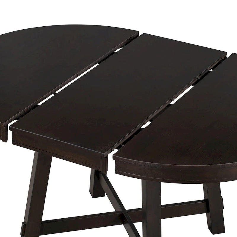 Farmhouse Round Extendable Dining Table with 16 Leaf Wood Kitchen Table