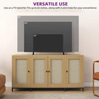 59 Wide 4 Door Wood Sideboard Storage Cabinet with Shelves - 59in