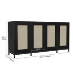 59 Wide 4 Door Wood Sideboard Storage Cabinet with Shelves - 59in