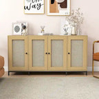 59 Wide 4 Door Wood Sideboard Storage Cabinet with Shelves - 59in