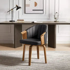 Art Leon Bentwood and PU Swivel Dining Chairs (Set of 2)