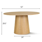 52 Solid Oak Round Pedestal Dining Table