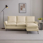 Modern Faux Leather L-Shaped Sofa with Reversible Chaise Lounge