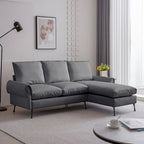 Modern Faux Leather L-Shaped Sofa with Reversible Chaise Lounge