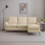 Modern Faux Leather L-Shaped Sofa with Reversible Chaise Lounge