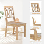 Rustic 5-Piece Extendable Dining Table Set Round Trestle Table and 4 Cross Back Dining Chairs for Kitchen, Dining Room, Gray