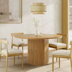 47-Inch Round Dining Table, Wood Dinner Table Easy Assembly Kitchen Table for Living Room, Dining Room