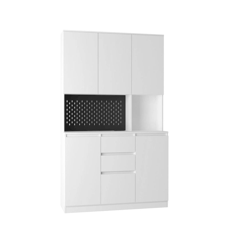 74Kitchen Pantry Cabinet with Charging Station,Freestanding Buffet Cupboards Sideboard with Drawer,with Microwave Stand