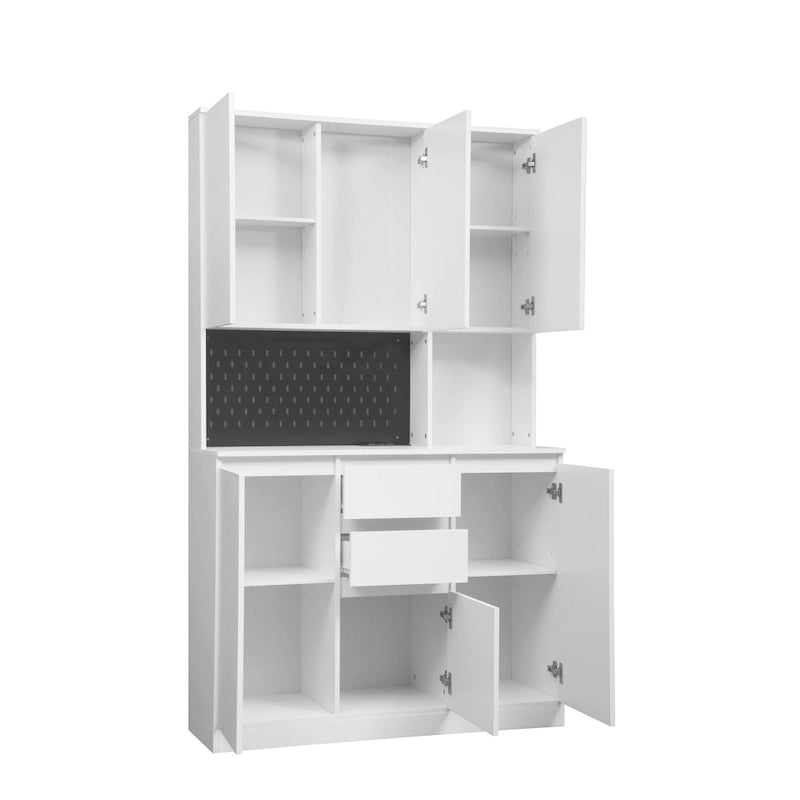 74Kitchen Pantry Cabinet with Charging Station,Freestanding Buffet Cupboards Sideboard with Drawer,with Microwave Stand