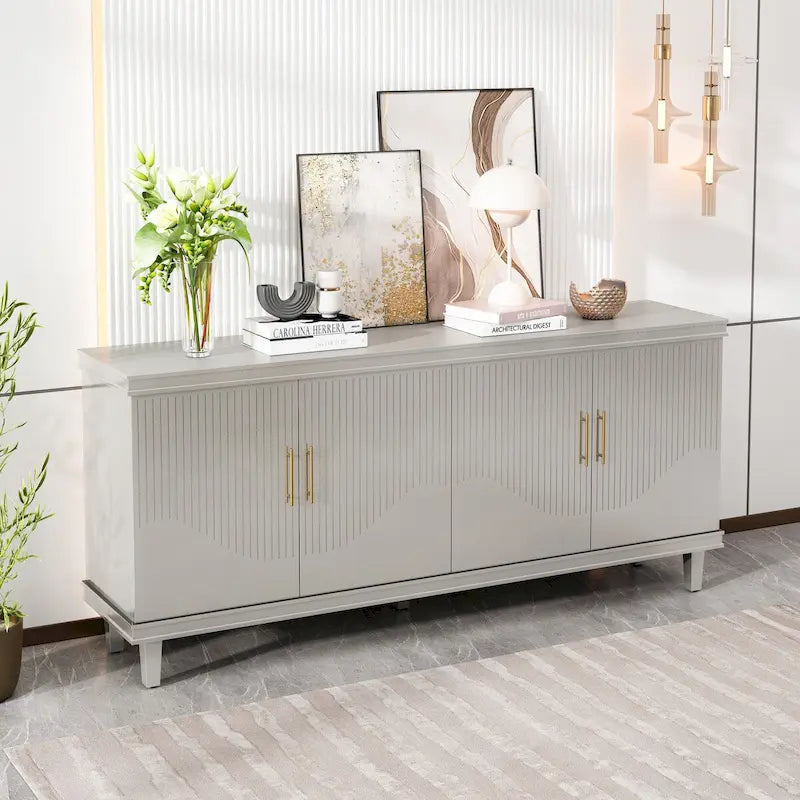 Modern 4-Door Storage Cabinet Sideboard Buffets for Living Room Bedroom and Kitchen