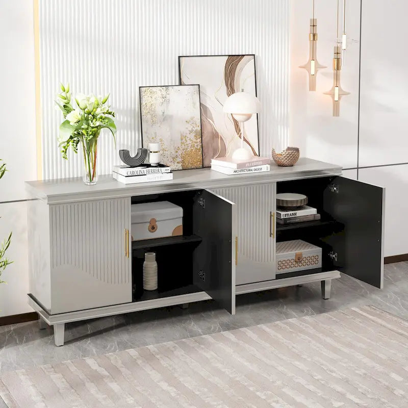 Modern 4-Door Storage Cabinet Sideboard Buffets for Living Room Bedroom and Kitchen