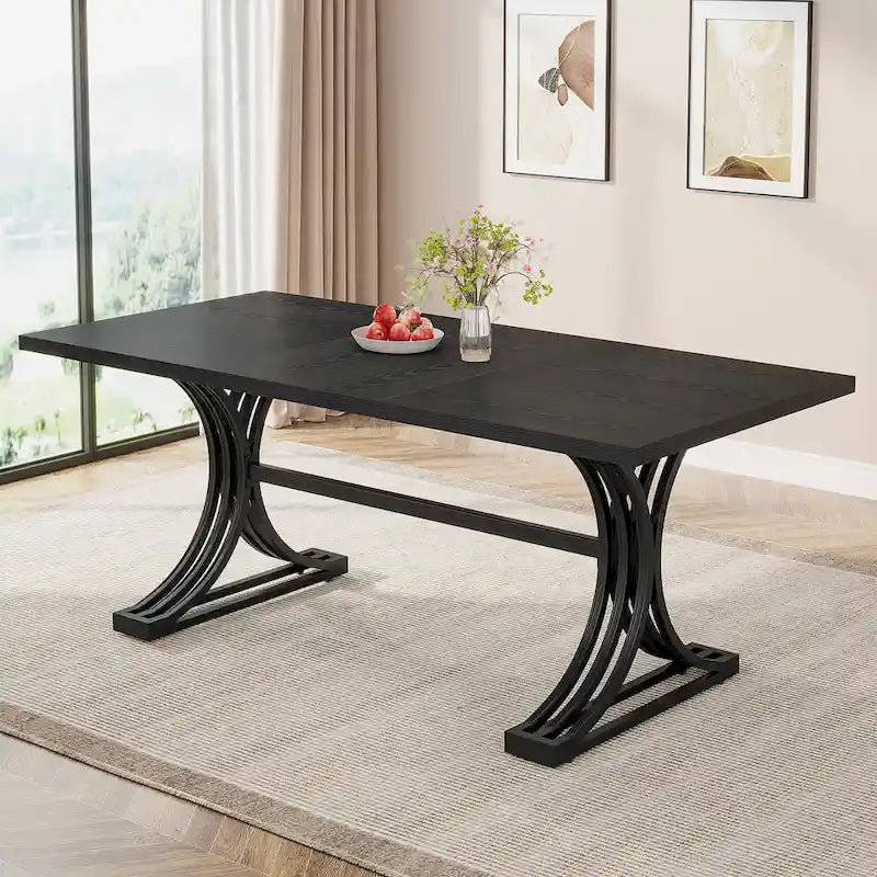 63 Modern Dining Table with Trestles Legs for Kitchen Dining Room