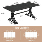 63 Modern Dining Table with Trestles Legs for Kitchen Dining Room