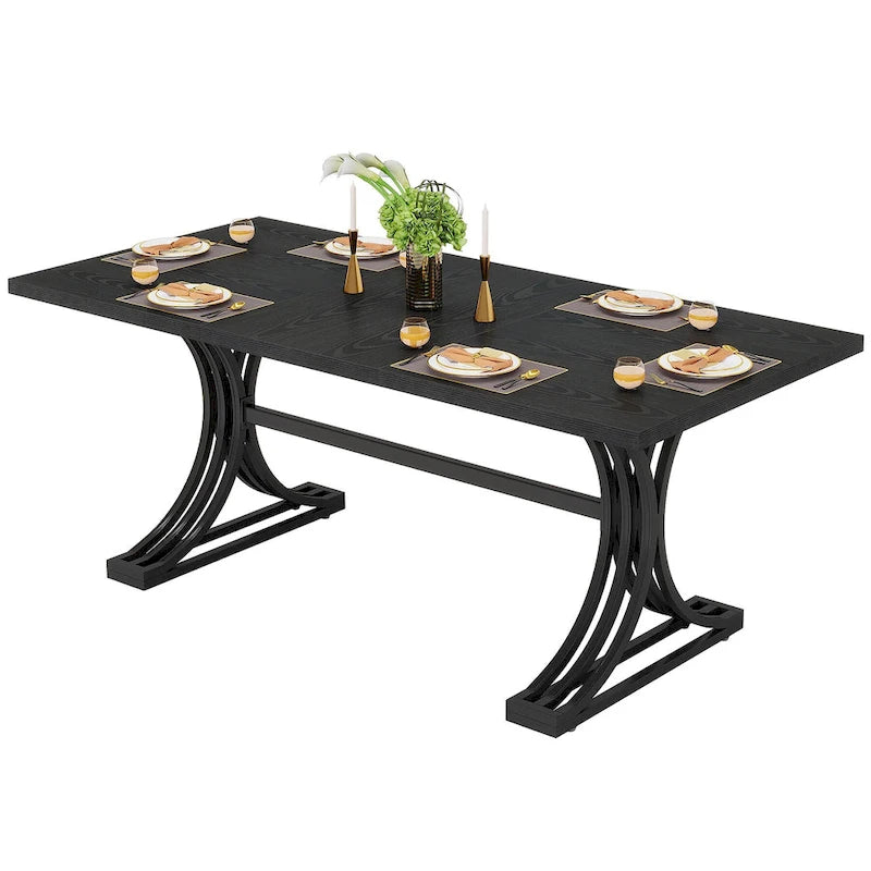 63 Modern Dining Table with Trestles Legs for Kitchen Dining Room