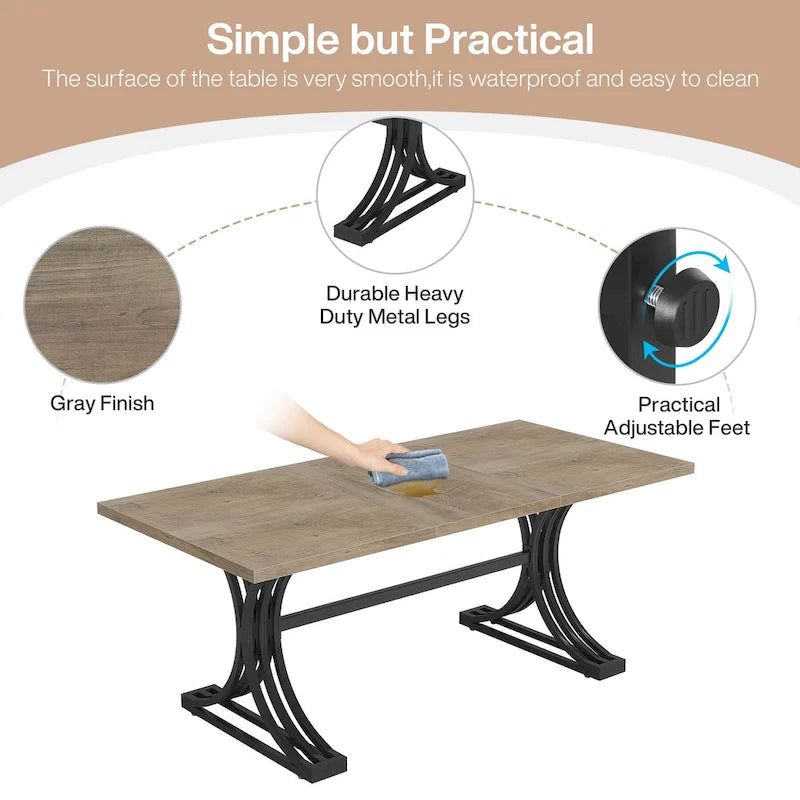 63 Modern Dining Table with Trestles Legs for Kitchen Dining Room