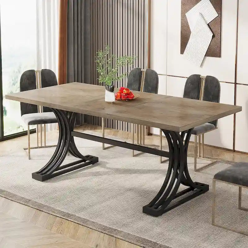 63 Modern Dining Table with Trestles Legs for Kitchen Dining Room