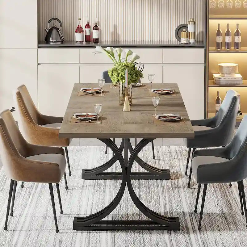63 Modern Dining Table with Trestles Legs for Kitchen Dining Room
