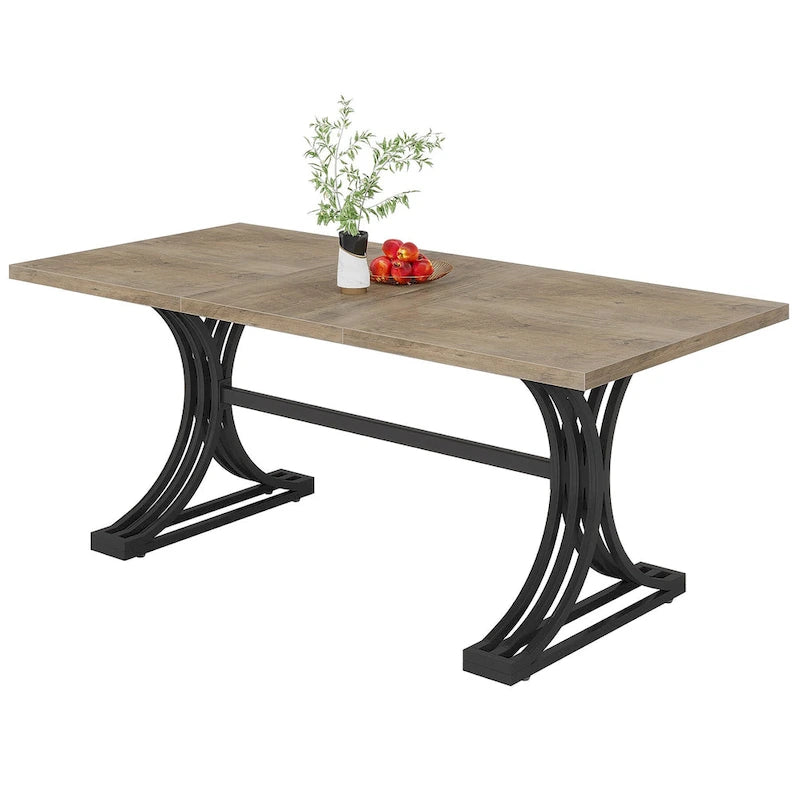 63 Modern Dining Table with Trestles Legs for Kitchen Dining Room