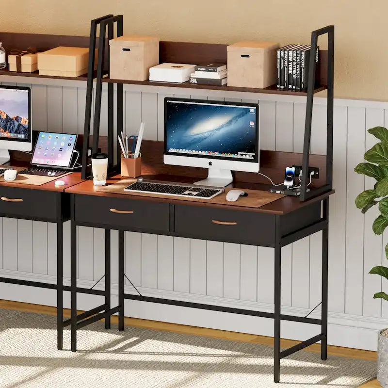 Computer Desk Home Office Desk with Power Outlet Study Writing Table