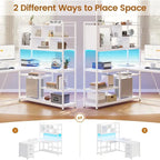 L Shaped Computer Desk 58 Office Desk with 3 Drawers and Bookshelf
