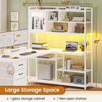 L Shaped Computer Desk 58 Office Desk with 3 Drawers and Bookshelf