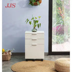 JJS 3 Drawer Rolling Wood File Cabinet with Locking Wheels for A4 or Letter Size