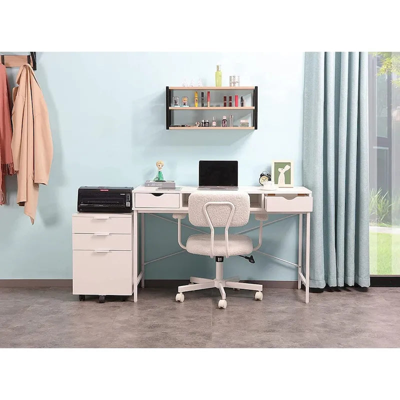 JJS 3 Drawer Rolling Wood File Cabinet with Locking Wheels for A4 or Letter Size