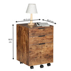 JJS 3 Drawer Rolling Wood File Cabinet with Locking Wheels for A4 or Letter Size