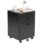 JJS 3 Drawer Rolling Wood File Cabinet with Locking Wheels for A4 or Letter Size