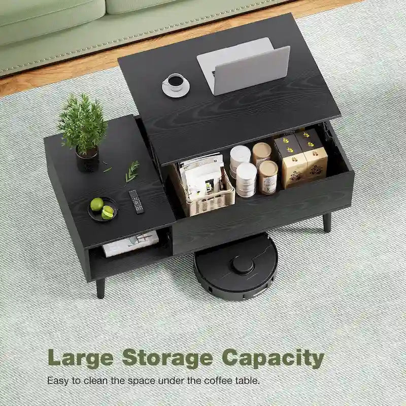 Lift Top Coffee Storage Wood Tables with Hidden Compartment Small Dining Desk for Home Living Room Office