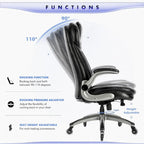 Ergonomic Executive Swivel Rolling Home Office Chair with Padded Flip-up Arms, Adjustable Tilt Lock for Adult Working Study