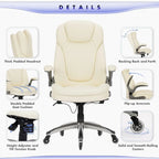 Ergonomic Executive Swivel Rolling Home Office Chair with Padded Flip-up Arms, Adjustable Tilt Lock for Adult Working Study