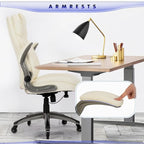 Ergonomic Executive Swivel Rolling Home Office Chair with Padded Flip-up Arms, Adjustable Tilt Lock for Adult Working Study