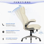 Ergonomic Executive Swivel Rolling Home Office Chair with Padded Flip-up Arms, Adjustable Tilt Lock for Adult Working Study