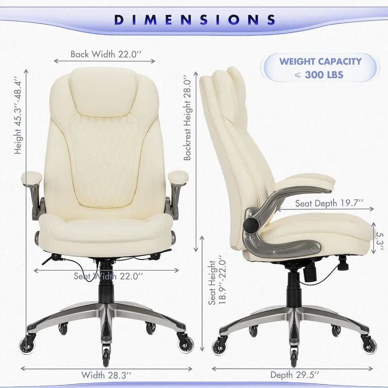Ergonomic Executive Swivel Rolling Home Office Chair with Padded Flip-up Arms, Adjustable Tilt Lock for Adult Working Study