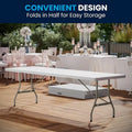 30W x 96L Bi-Fold Granite White Plastic Event Table with Carrying Handle